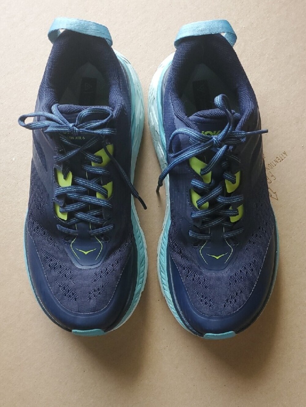 Hoka One One Stinson ATR 6 Navy with Lime Accents 10